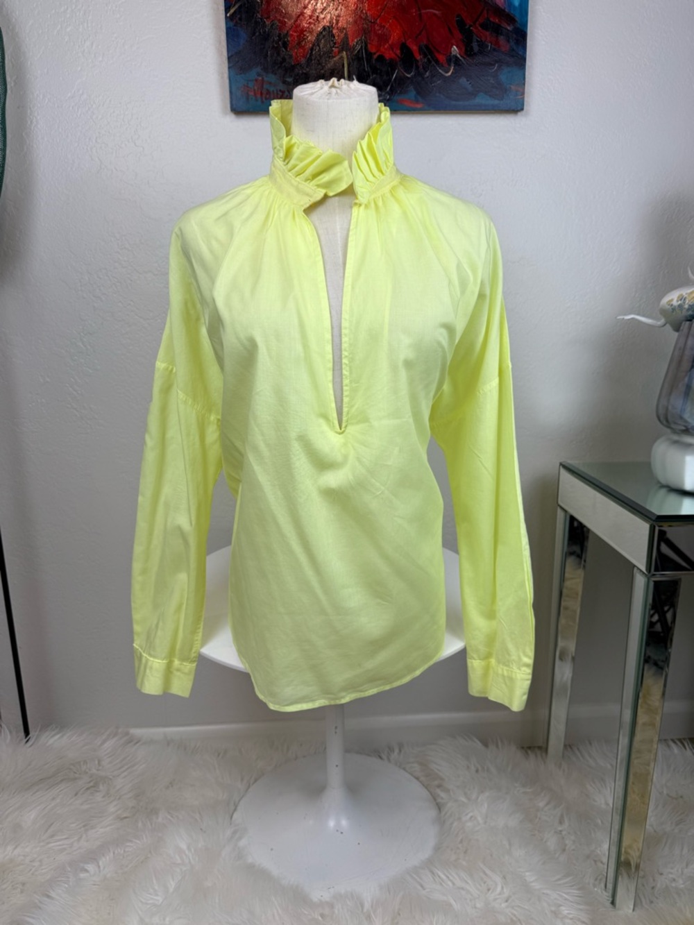 A Shirt Thing‎ Yellow Penelope Ruffle Collar Blouse Size M/L